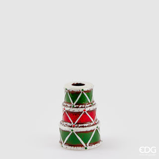 EDG Enzo de Gasperi Portacandela Natalizio Tamburo H10 cm