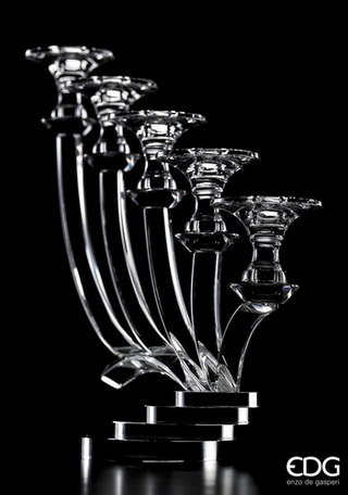 EDG Enzo De Gasperi Portacandela Crystal Onde 5 Fuochi H44 cm