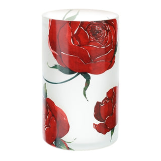 Hervit Vaso Natalizio Rose Baccarat in Vetro D12xH20 cm Bianco