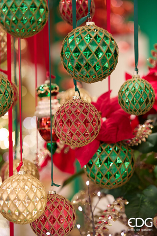 EDG Enzo De Gasperi Pallina di Natale Rombi D8 cm Oro