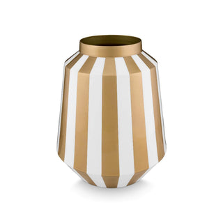 Pip Studio Vaso Metal Stripes 24x29 cm Bianco e Oro