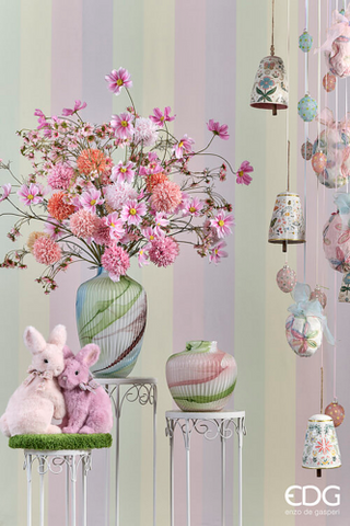 EDG Enzo De Gasperi Set 2 Decorazioni Uovo Fiocco da Appendere H20 cm