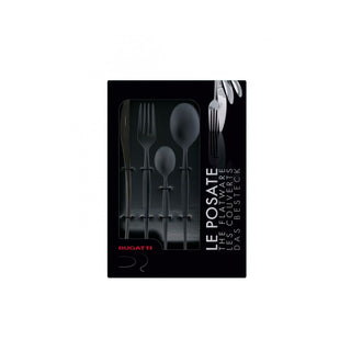 Bugatti 24 Piece Cutlery Set Natura Stainless Steel Black PVD Finish Sandblasted