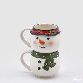 EDG Enzo De Gasperi Juego de 2 tazas con forma de muñeco de nieve Al. 17 cm