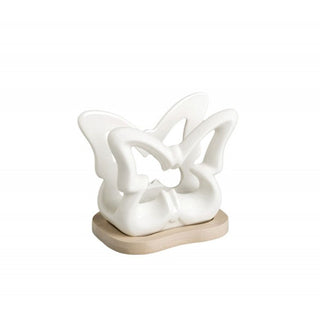 Brandani Porcelain Butterfly Napkin Holder with Bamboo Support