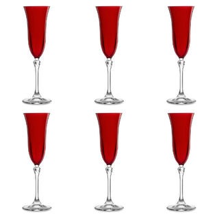 Fade Set of 6 Ludovica Christmas Flute Glasses 200 ml Red