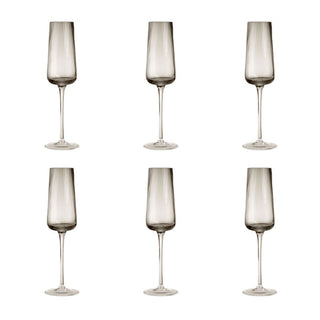 Evviva Set of 6 Royal Glass Flutes 220 ml Smoked