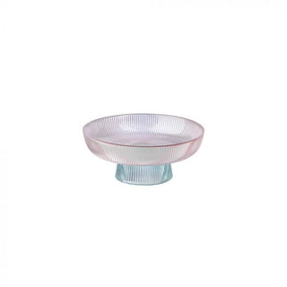 Centro de mesa de cristal Evviva D.26 cm rosa y azul