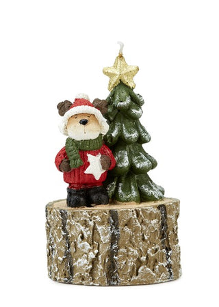 Vela navideña Fade Papá Noel con árbol h12 cm