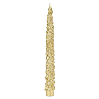 Fade Set of 2 Christmas Candles with Gold Stem and Tree H 25 cm