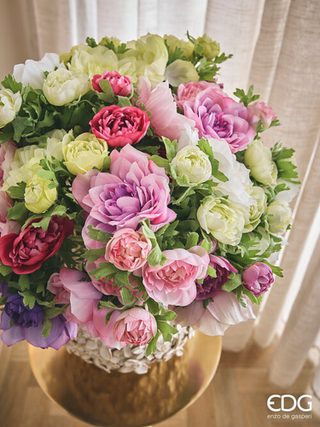 EDG Enzo De Gasperi Set 6 Rami Anemone con Foglie H45 cm