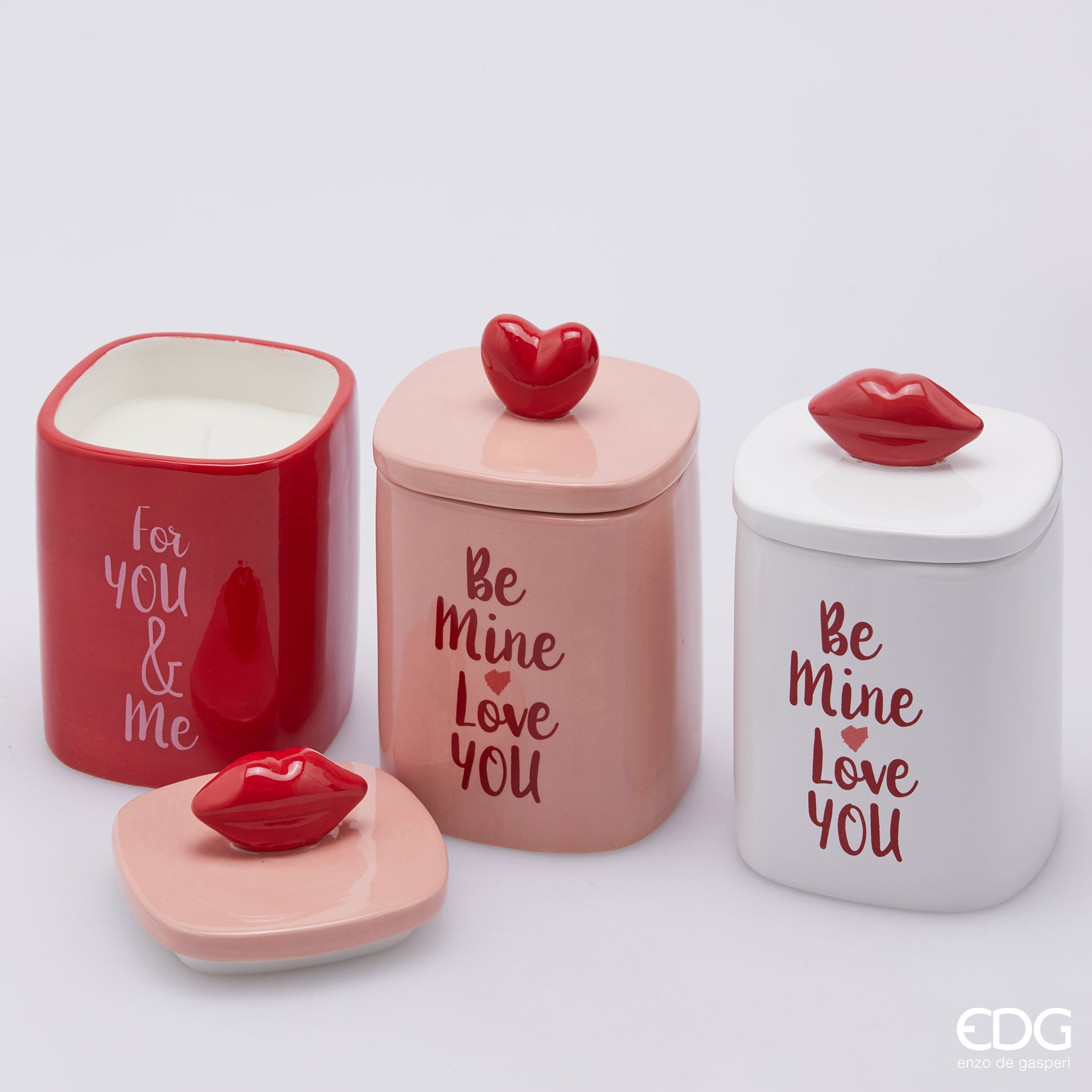 EDG Enzo De Gasperi Candela Kiss H13 cm Be mine love You Bianco