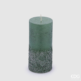 EDG Enzo De Gasperi Rustikale Kerze Rotz Glitzer Grün H14 cm