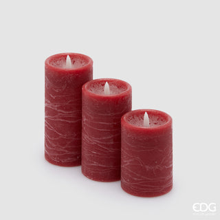EDG Enzo De Gasperi Set 3 Candele Rosse a Led con accensione e spegnimento a Soffio