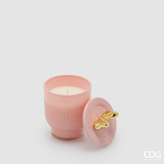 EDG Enzo De Gasperi Candela Rosa Jolie con Profumo Acqua di Rosa con Vaso D7 cm