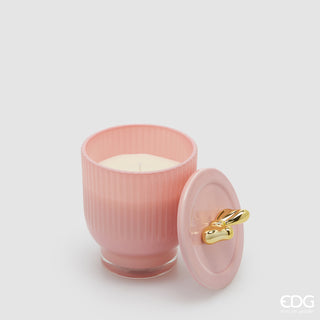 EDG Enzo De Gasperi Candela Rosa Jolie con Profumo Acqua di Rosa con Vaso D9 cm