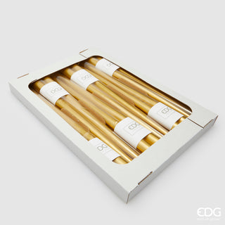 EDG Enzo De Gasperi Set 2 Candele Stelo Oro Lisce H30 cm