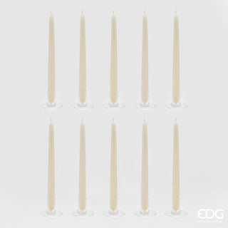 EDG Enzo De Gasperi Set of 10 Cone Stem Candles H28 cm Ivory