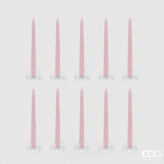 EDG Enzo De Gasperi Set of 10 Cone Stem Candles H28 cm Pink