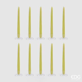 EDG Enzo De Gasperi Set of 10 Cone Stem Candles H28 cm Lime Green