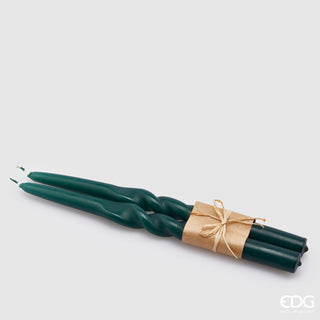 EDG Enzo De Gasperi - Juego de 2 velas con tallo en espiral, color verde, altura 30 cm
