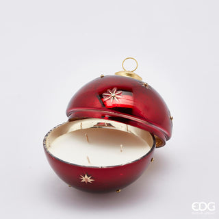 EDG Enzo De Gasperi Sphere Candle with Stars in Oud Glass D13 cm Red