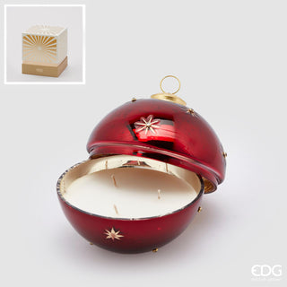 EDG Enzo De Gasperi Candela Sfera con Stelle in Vetro Oud D13 cm Rosso