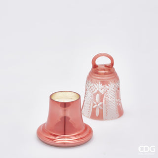 EDG Enzo De Gasperi Bell Candle in Pink Glass H15 D11 Oud
