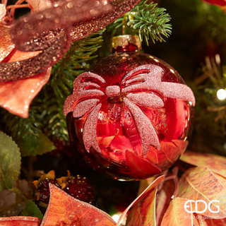 EDG Enzo De Gasperi Set 2 Palle di Natale Fiocco Rosso Scuro D10 cm