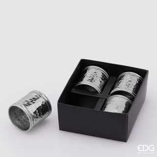 EDG Enzo De Gasperi Set of 4 Metal Napkin Holders H4 D4.5 cm Silver