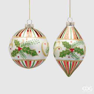 EDG Enzo de Gasperi Set 2 Decorazioni Palla Fuso Holly D10 cm