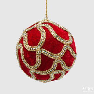 EDG Enzo De Gasperi Pallina di Natale Rossa Deco Gemme D12 cm