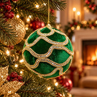 EDG Enzo De Gasperi Pallina di Natale Verde Deco Gemme D12 cm