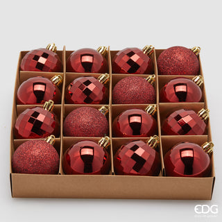 EDG Enzo De Gasperi Set 16 Palle di Natale Mirrormix Bordeaux D6 cm