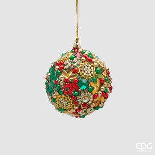 EDG Enzo De Gasperi Pallina di Natale Mille Perle Verde D8 cm