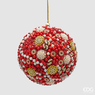 EDG Enzo De Gasperi Rote Tausendperlen-Weihnachtskugel D12 cm