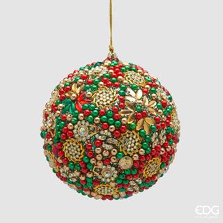 EDG Enzo De Gasperi Grüne Tausendperlen-Weihnachtskugel D12 cm