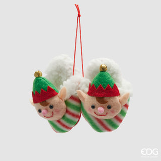EDG Enzo De Gasperi Set mit 2 Weihnachtselfen-Hausschuhen, Dekorationen, H4 B13 cm