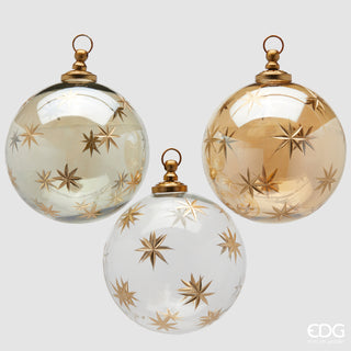 EDG Enzo De Gasperi Set 3 Palle di Natale Astra Oro D13 cm