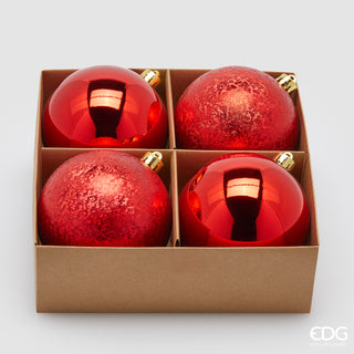 EDG Enzo De Gasperi Set mit 4 roten Weihnachtskugeln D10 cm