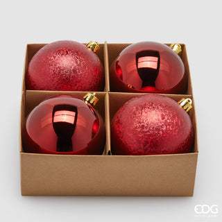 EDG Enzo De Gasperi Set mit 4 Bordeaux-Weihnachtskugeln D10 cm