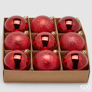 EDG Enzo De Gasperi Set mit 9 Bordeaux-Weihnachtskugeln, D8 cm