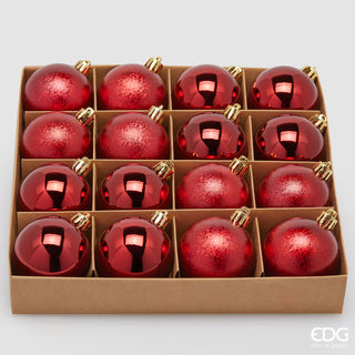 EDG Enzo De Gasperi Schachtel mit 16 Bordeaux-Weihnachtskugeln, D6 cm
