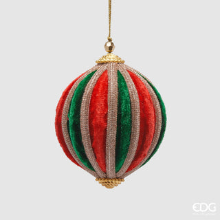 EDG Enzo De Gasperi Red and Green Velvet Christmas Ball D10 cm