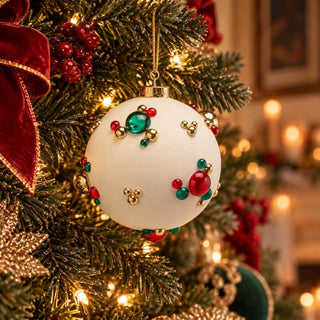 EDG Enzo De Gasperi Pallina di Natale Bolle D10 cm Bianca