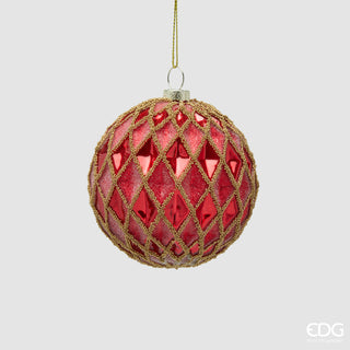 EDG Enzo De Gasperi Pallina di Natale Rombi D8 cm Rossa