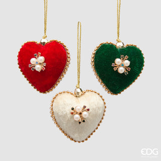 EDG Enzo De Gasperi Set 3 Addobbo Cuore Elizabeth D6 cm