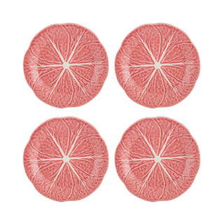 Bordallo Pinheiro Set 4 Piatti Frutta Cavolo in Terracotta Rosa