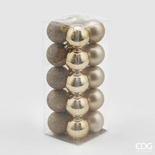 EDG Enzo De Gasperi Palline di Natale Poly Mix Box 20 pz D4 cm Champagne