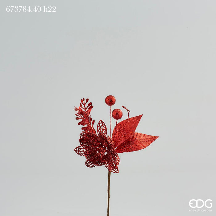 EDG Enzo de Gasperi Pick di Magnolia Glitter H22 cm Rosso